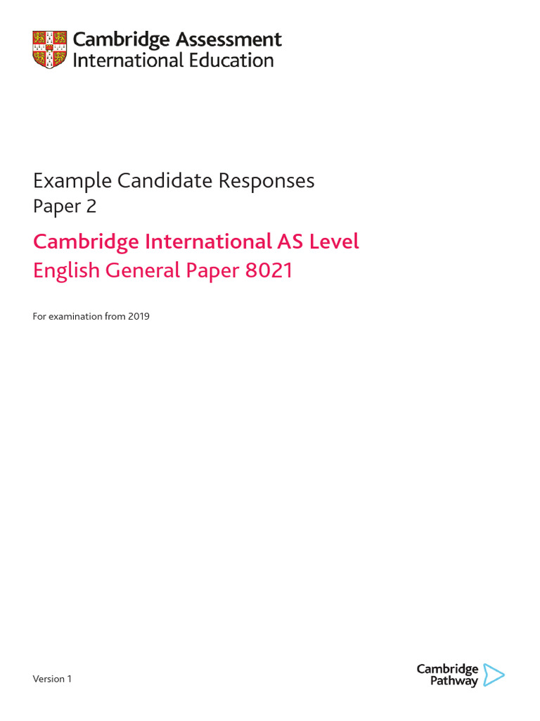 8021 AICE General Paper Paper 2 Example Candidate Responses | PDF |  Learning | English Language
