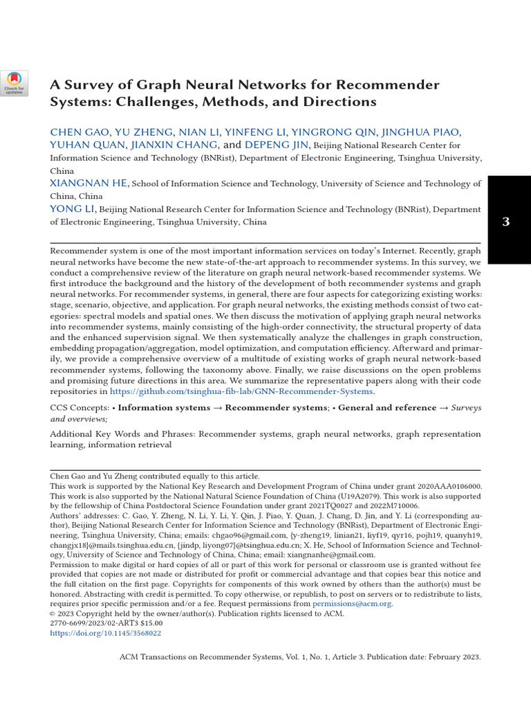 A Survey of Graph Neural Networks For Recommender Systems - Challenges ...