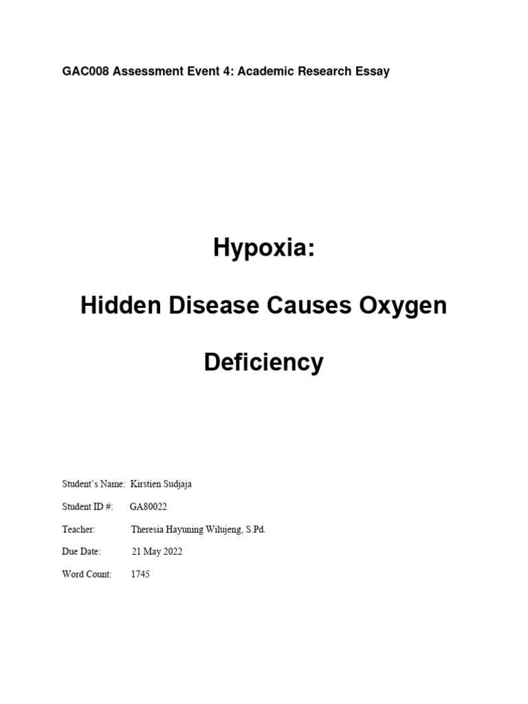 Hypoxia | PDF | Hypoxia (Medical) | Diseases And Disorders