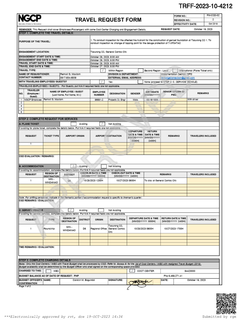 Approved TRF October 25-27, 2023 | PDF | Expense | Justice