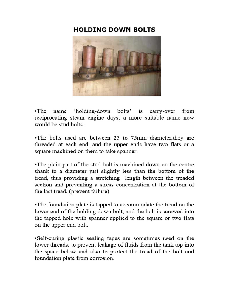 Holding Down Bolts PDF Screw Propeller