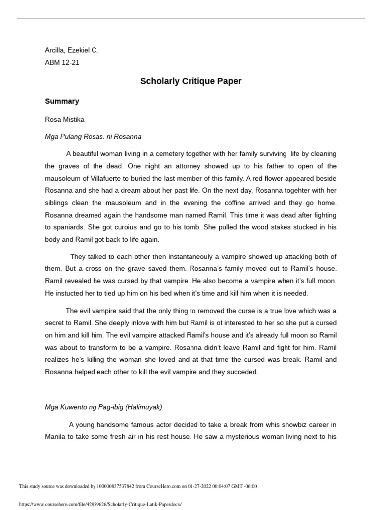 Scholarly Critique Latik Paper | PDF | Mystery, Thriller & Crime ...