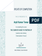 Startup Course Certificate