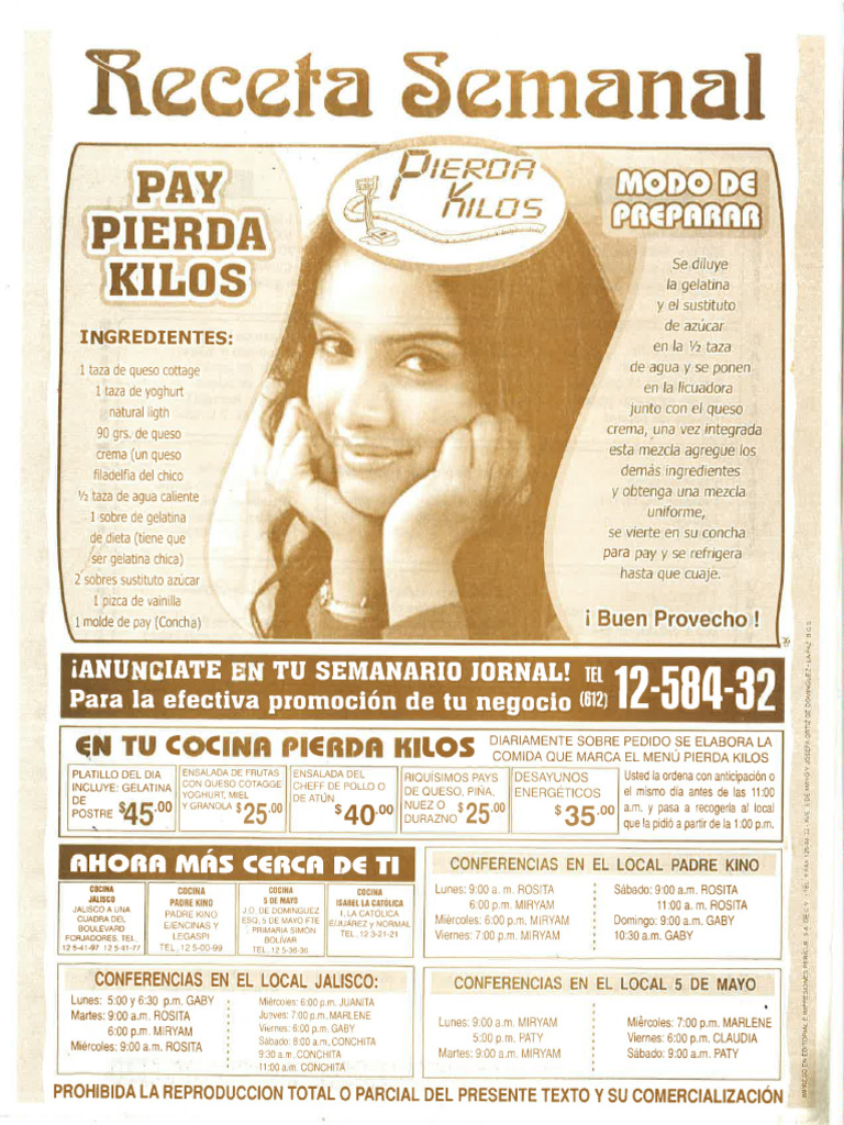 Receta Pay Pierda Kilos | PDF