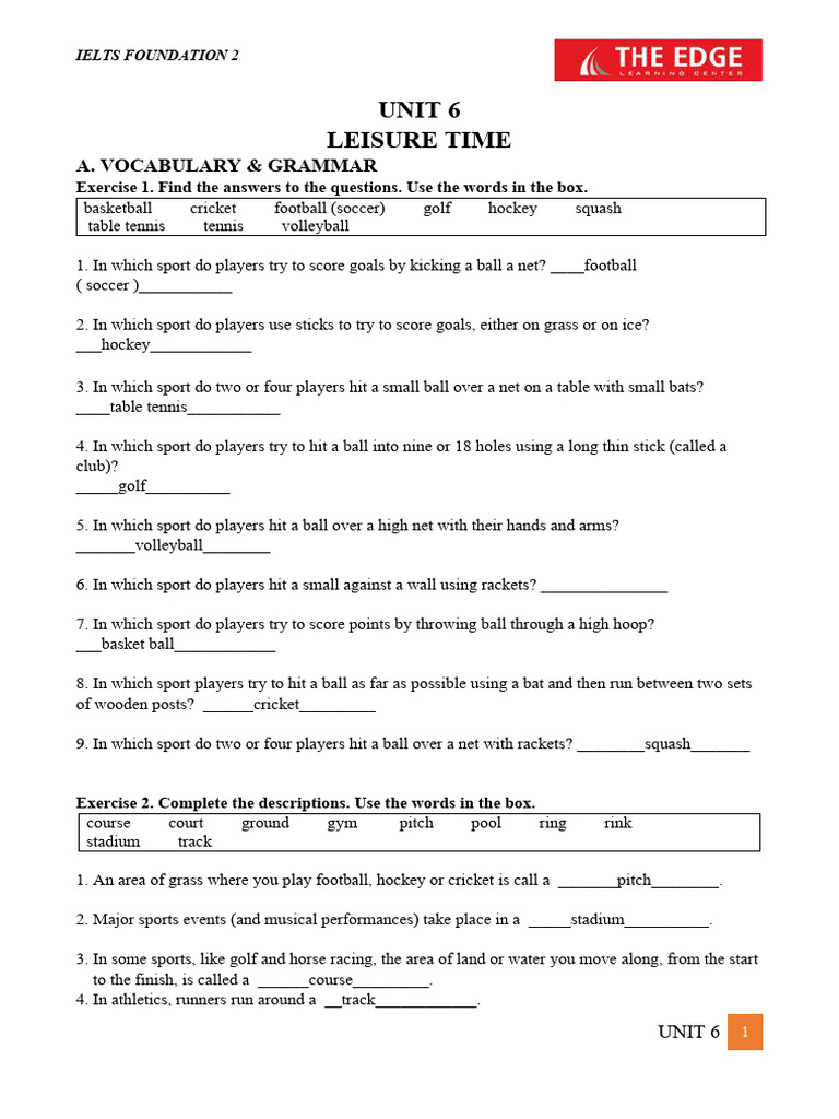 Unit 6 - Student - Group5 | PDF | Sports & Recreation