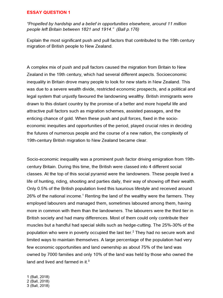 Essay Push + Pull Factors of New Zealand 19th Century | PDF | Human ...