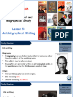 Y9 Autobiography Unit - Week 2 - Lessons 5-8