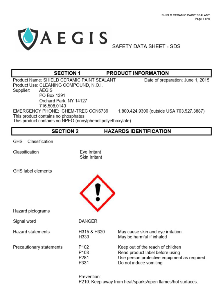 Shield SDS PDF Waste Hazardous Waste