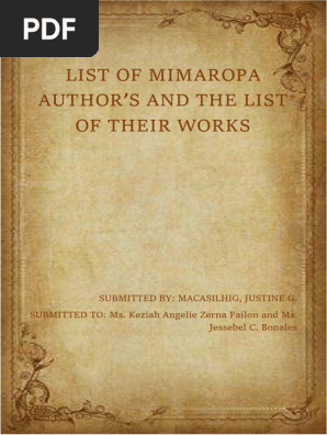LIST OF MIMAROPA AUTHOR’S AND THE LIST OF THEIR WORKS