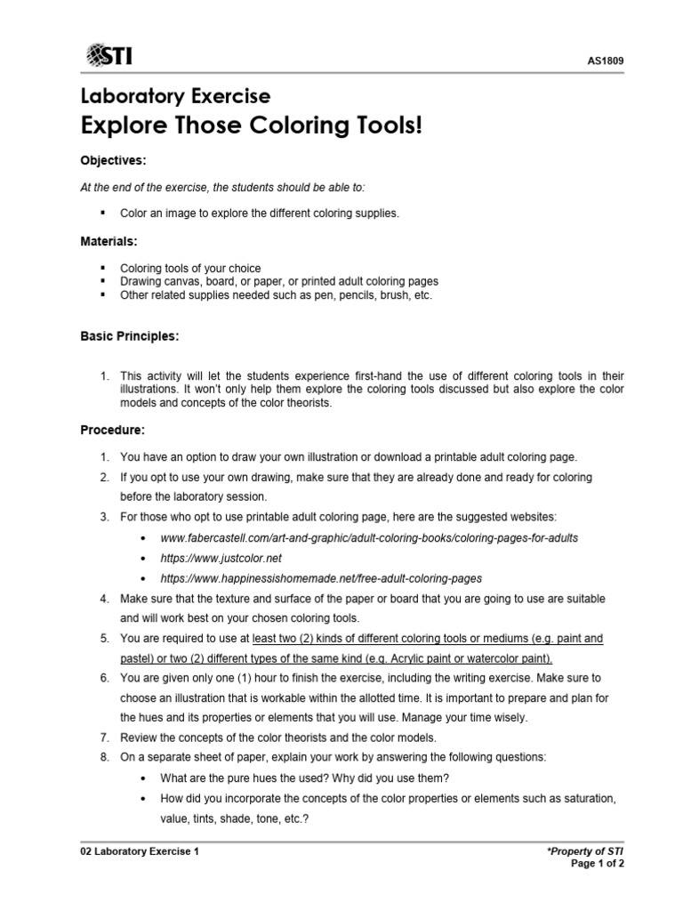 Explore Coloring Tools in Art Lab | PDF | Drawing | Vision