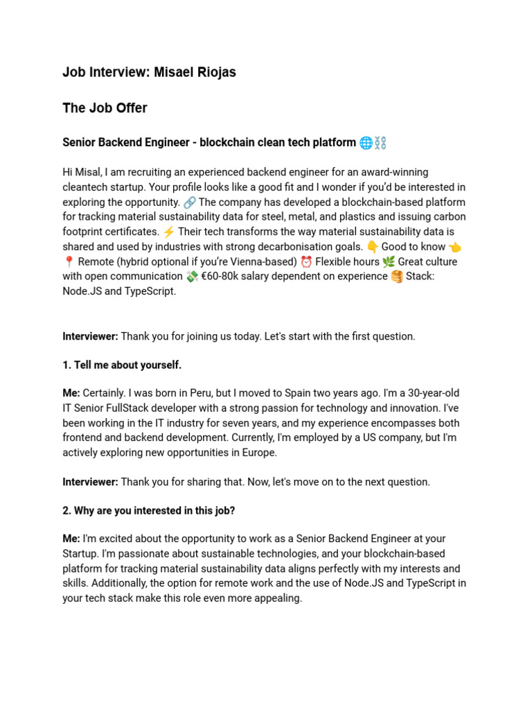 Job Interview Insights: Senior Backend Engineer | PDF | Cognition ...