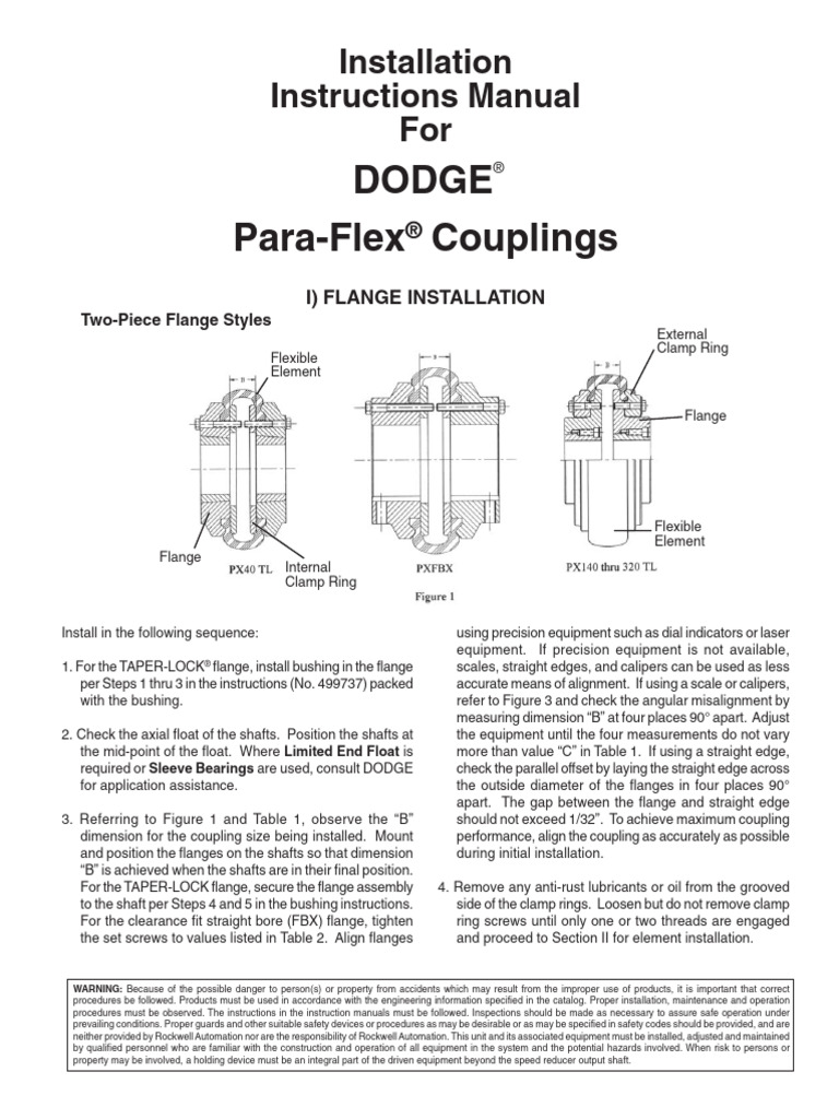 Paraflex Coupling Instruction Manual PDF Mechanical Engineering