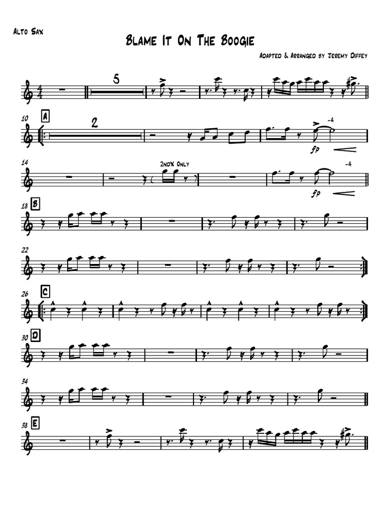 Blame It On The Boogie - Alto Sax | PDF
