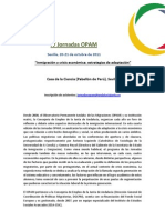 Programa de las  IV Jornadas de `Inmigración y crisis económica