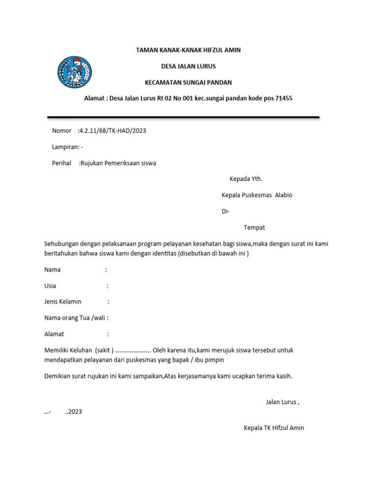 Surat Rujukan Puskesmas | PDF