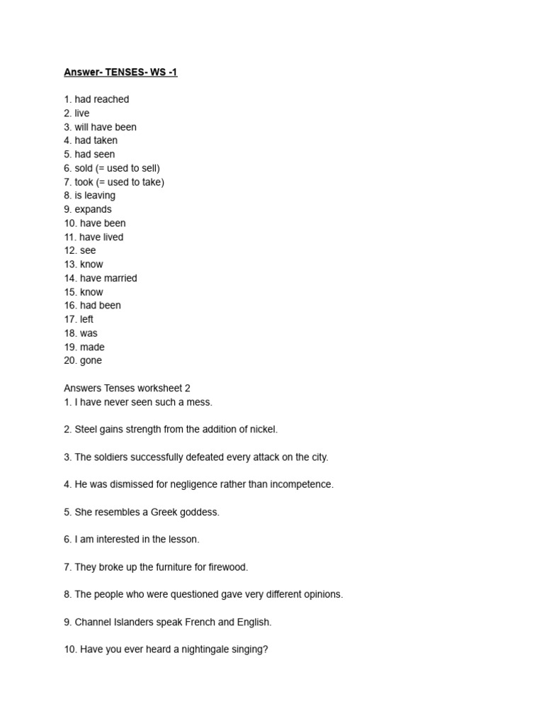 Tenses and Relative Pronouns Worksheet | PDF