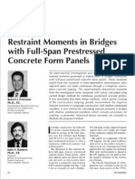 Restraint Moments in Bridges With Full-Span Prestressed Concrete Form Panels