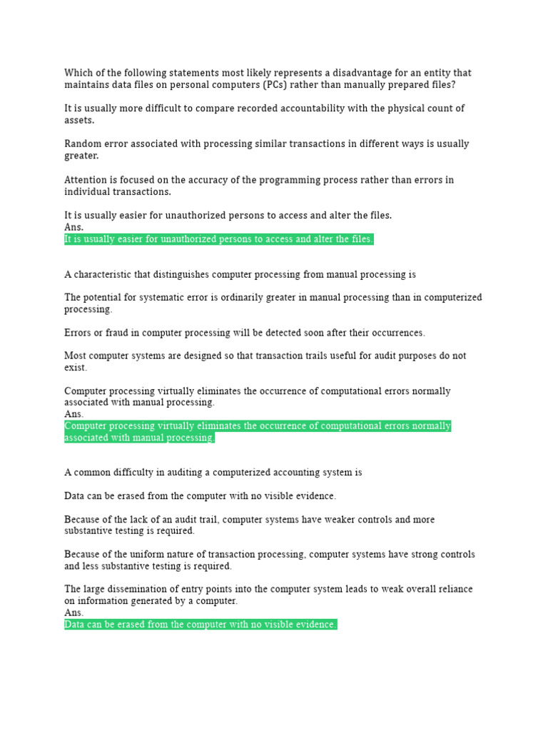 Auditing In A Cis Environment Pdf Financial Audit Audit