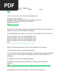 Fundamentals of Auditing and Assurance Services