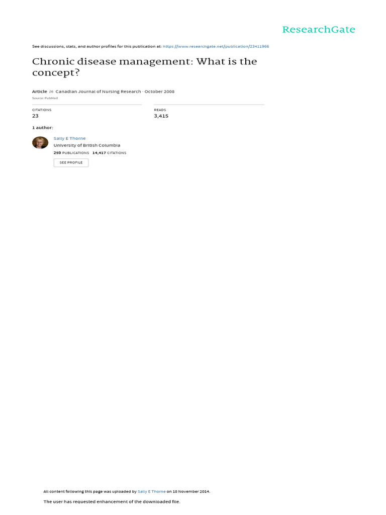 Chronic Disease Management What Is The Concept Pdf