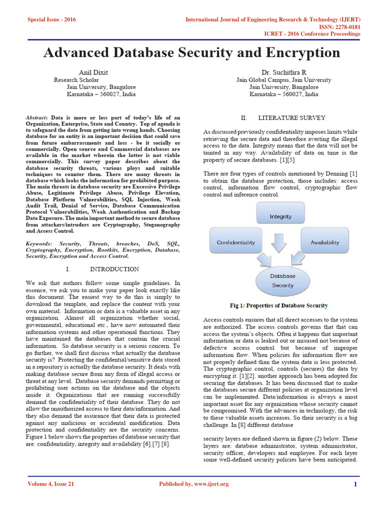 Advanced Database Security and Encryption IJERTCONV4IS21016 | PDF ...