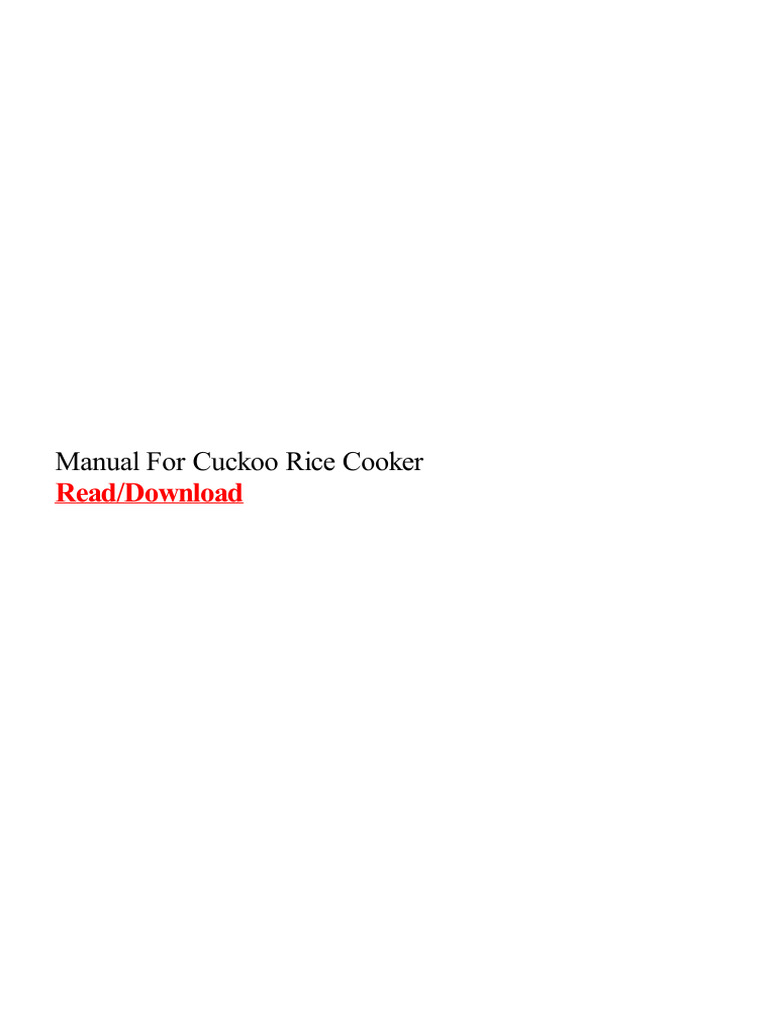 Manual For Cuckoo Rice Cooker PDF
