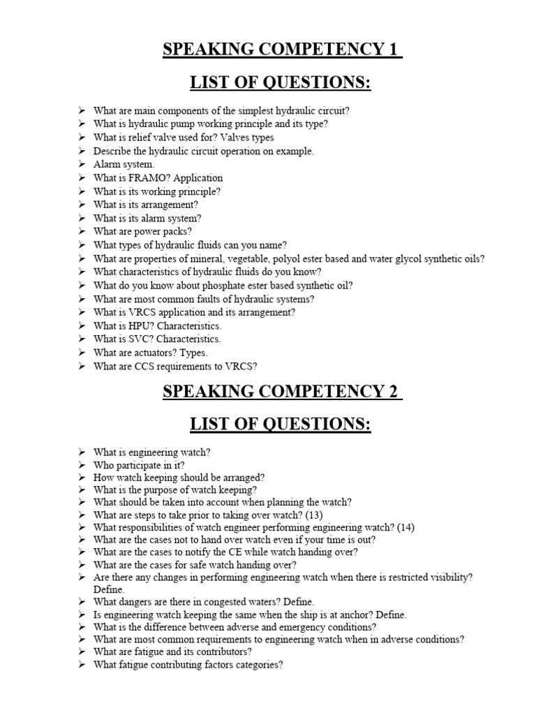 Speaking Competency PDF Engines Mechanical Engineering