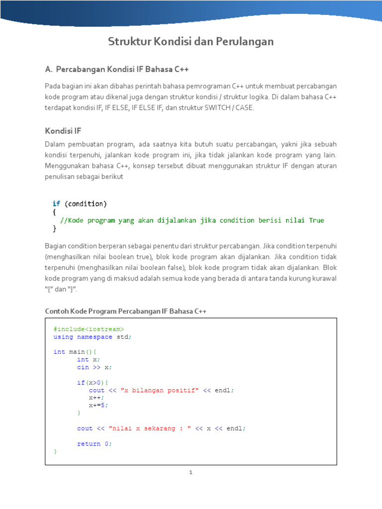 Struktur Kontrol C++: Percabangan & Perulangan | PDF | Metode & Bahan ...