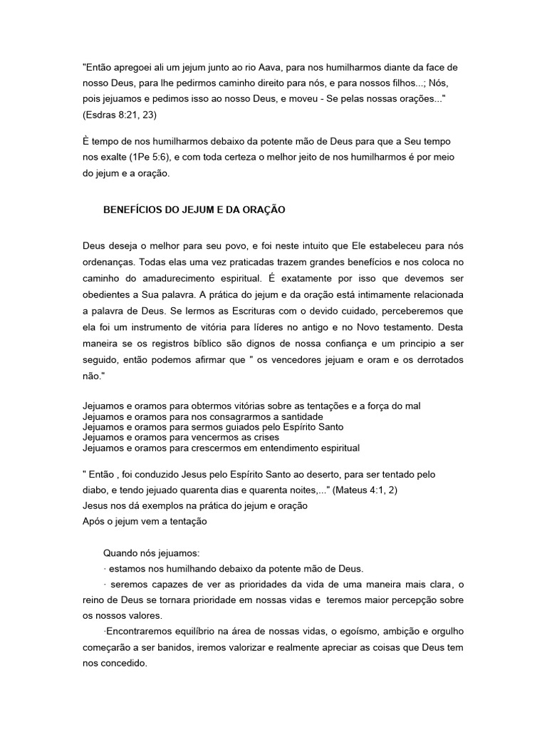 Mensagem Sobre Jejum E Oração Pdf