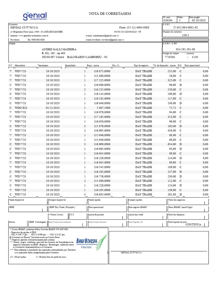 Day Trade Brokerage Note 02/10/2023 | PDF | Technology & Engineering