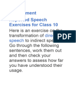 Assessment Reported Speech Exercises For Class 10