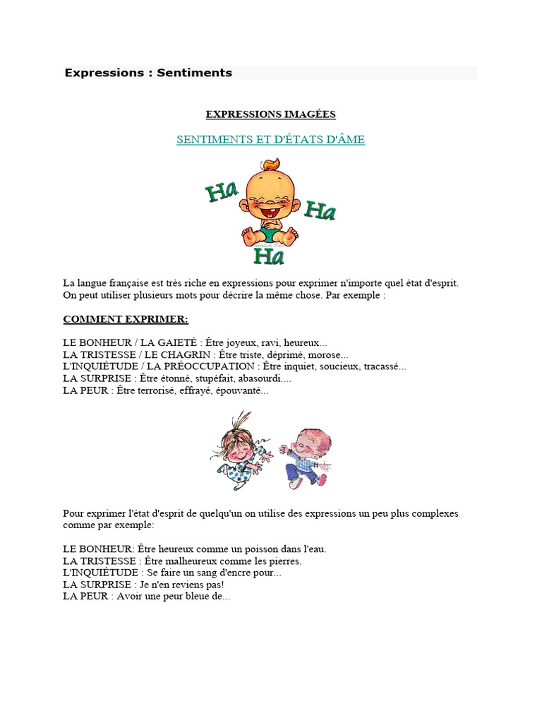 Expressions des Sentiments en Français | PDF | Poésie