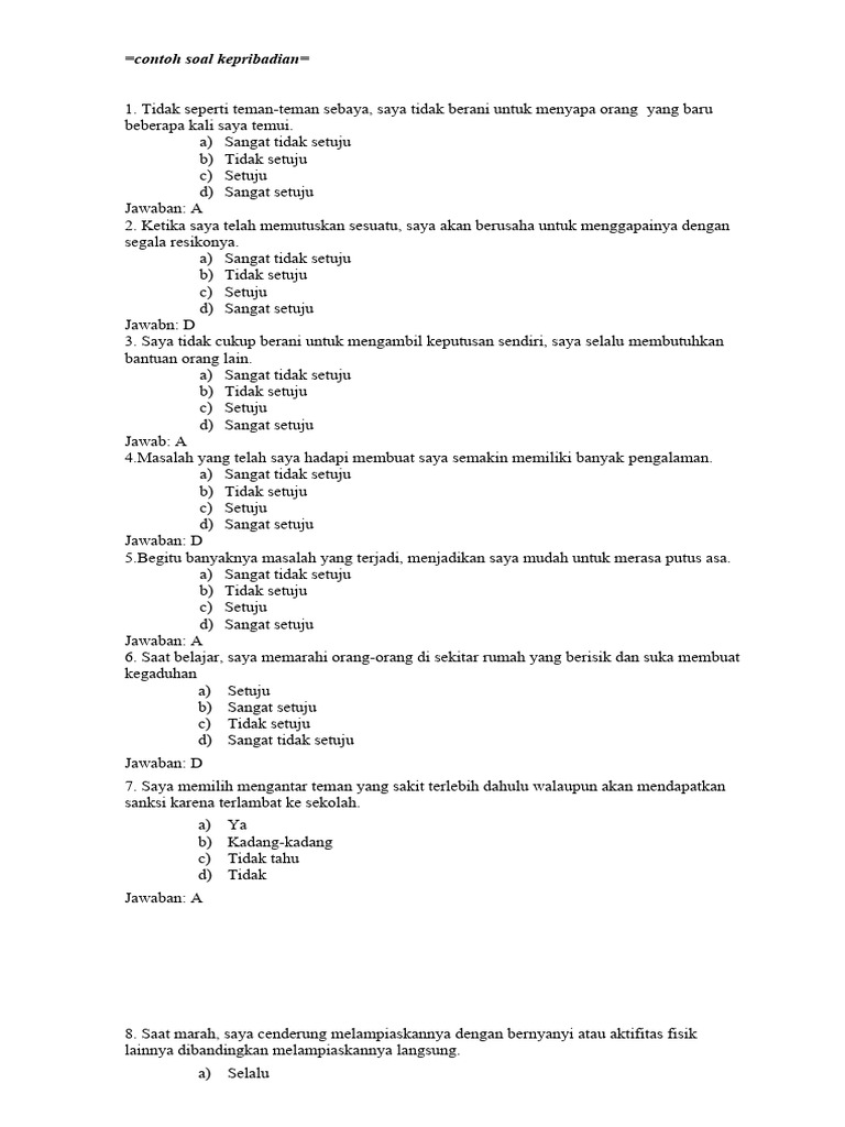 Contoh Soal Kepribadian Pdf