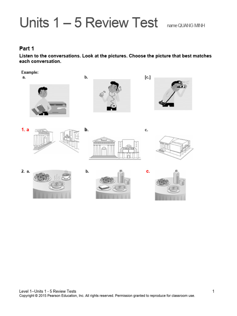 Top Notch 1 Units 1-5 Assessment | PDF | All Rights Reserved | Food And ...