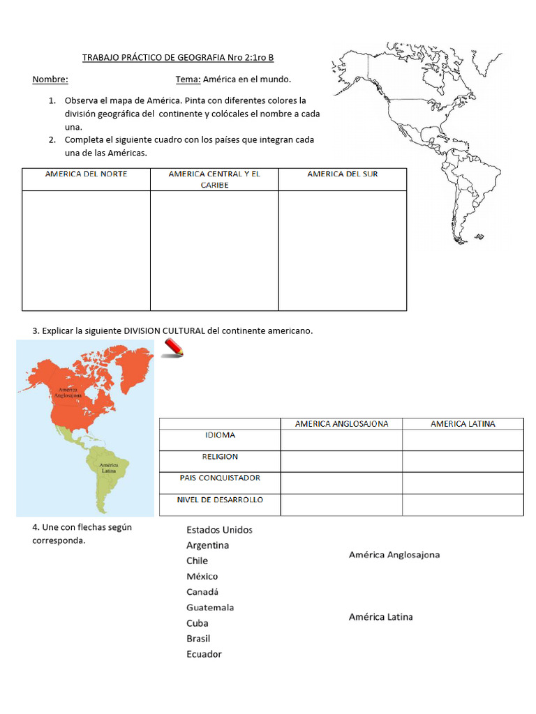 Trabajo Práctico de Geografia Nro 2 AMERICA | PDF