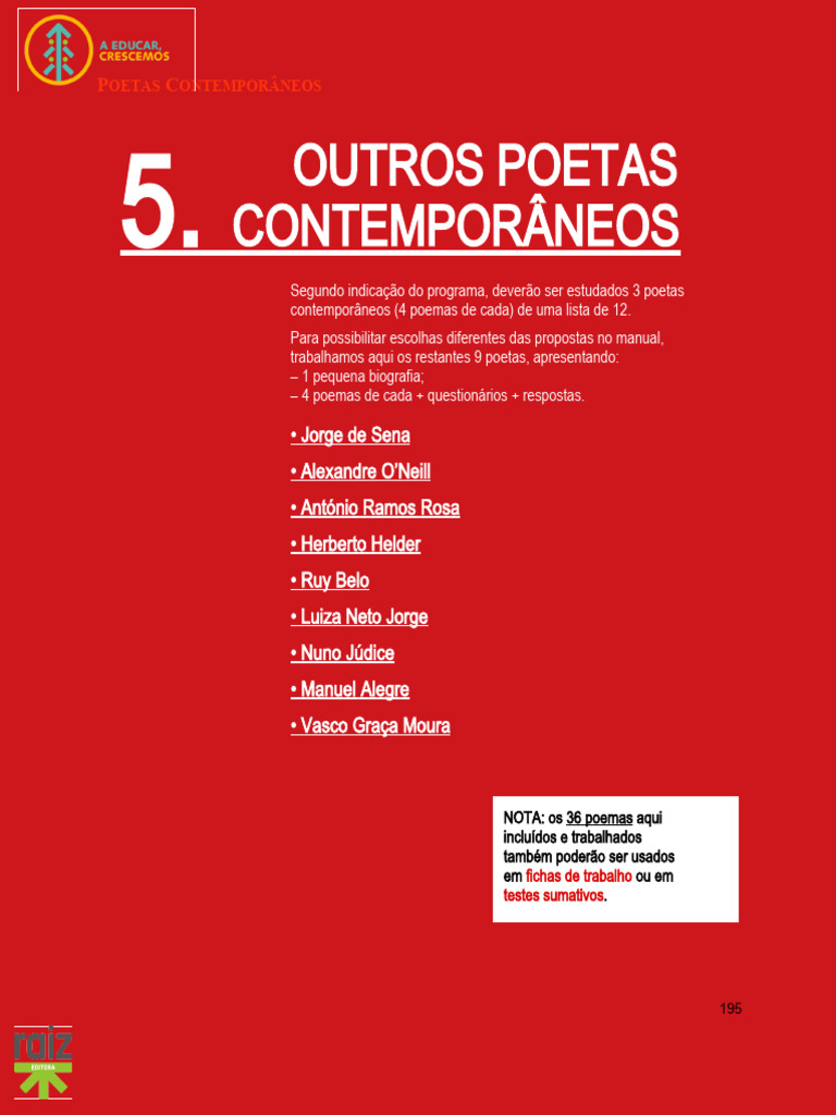 Poetas Contemporâneos para o 12º Ano | PDF | Poesia | Amor