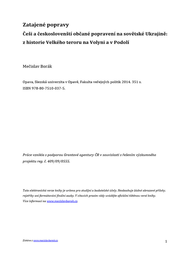 BORÁK, Mečislav Zatajené Popravy PDF