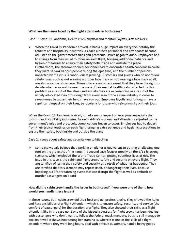 Case Study | PDF | Flight Attendant | Safety