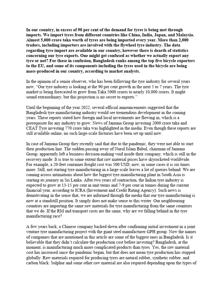 Tyre Introduction Pdf Exports Tire