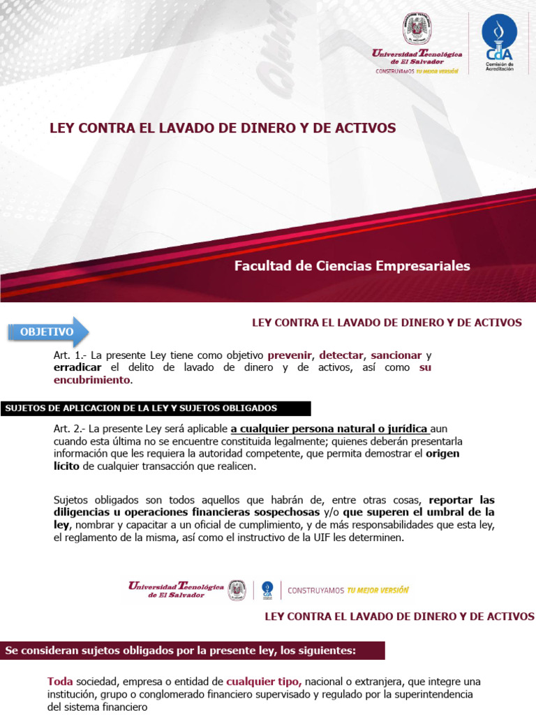 Class Ley Contra El Lavado De Dinero Y Activos Pdf Lavado De Dinero