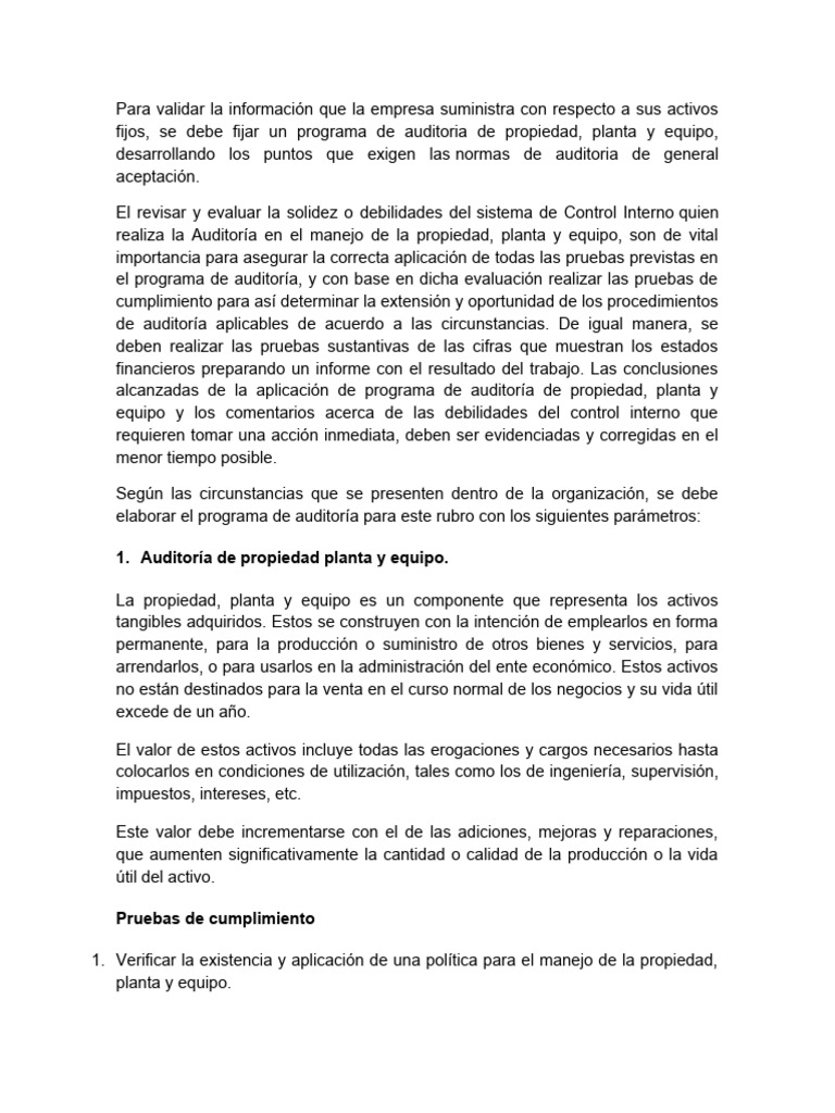 Auditoría de Activos Fijos y Nómina | PDF | Cheque de pago | Auditoría
