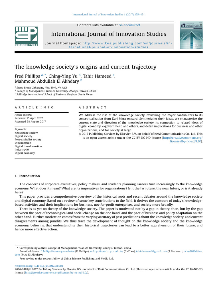 Origins and Future of Knowledge Society | PDF | Innovation | E Commerce