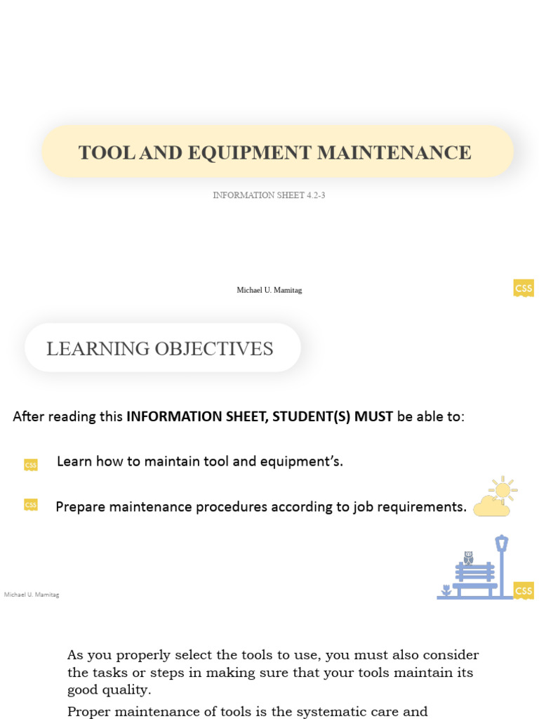 Tool and Equipment Maintenance Guide | PDF | Technology & Engineering