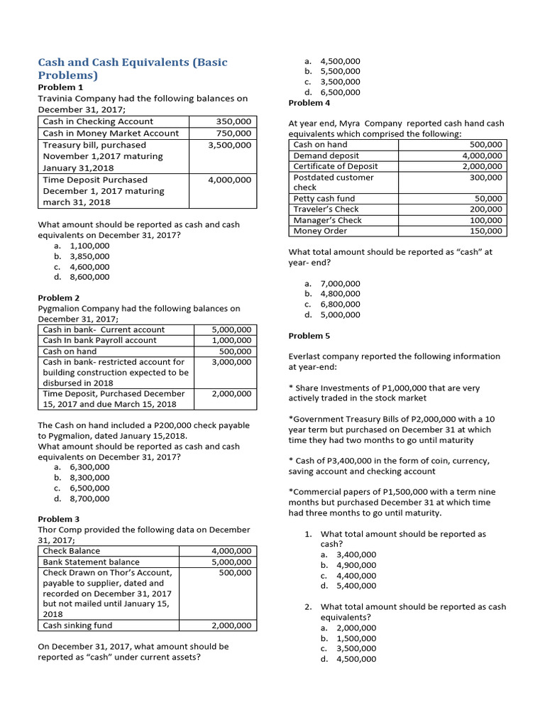 Cash and Cash Equivalents Problems | PDF | Cash | Banks