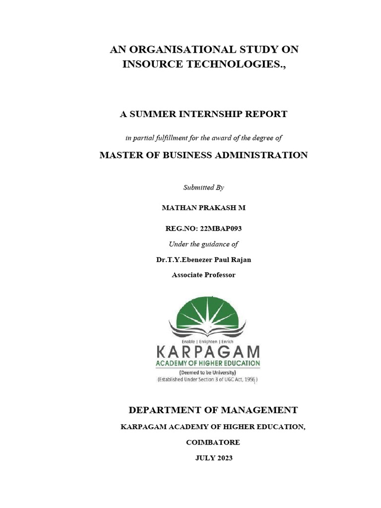 Insource Technologies Internship Report | PDF | Human Resources | Cloud ...