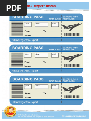 Boarding pass, airport theme, free printable, kindergarten expert  6