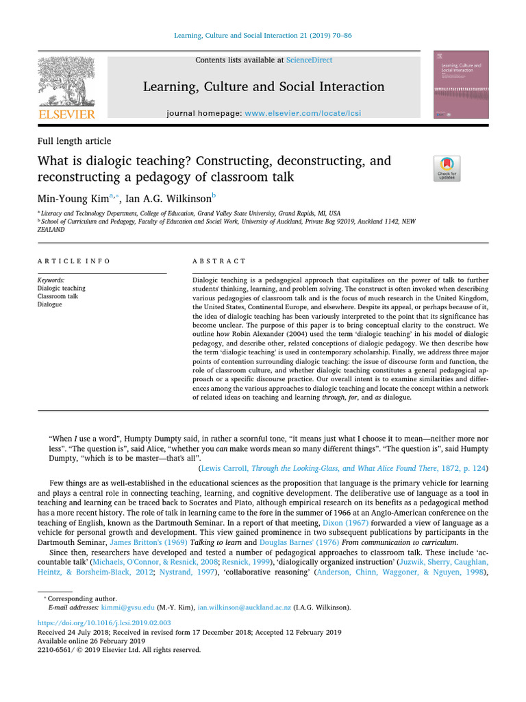 Clarifying Dialogic Teaching Concepts | PDF | Pedagogy | Dialogue