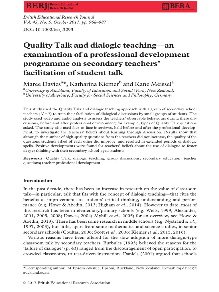 Enhancing Dialogic Teaching in Schools | PDF | Teachers | Learning