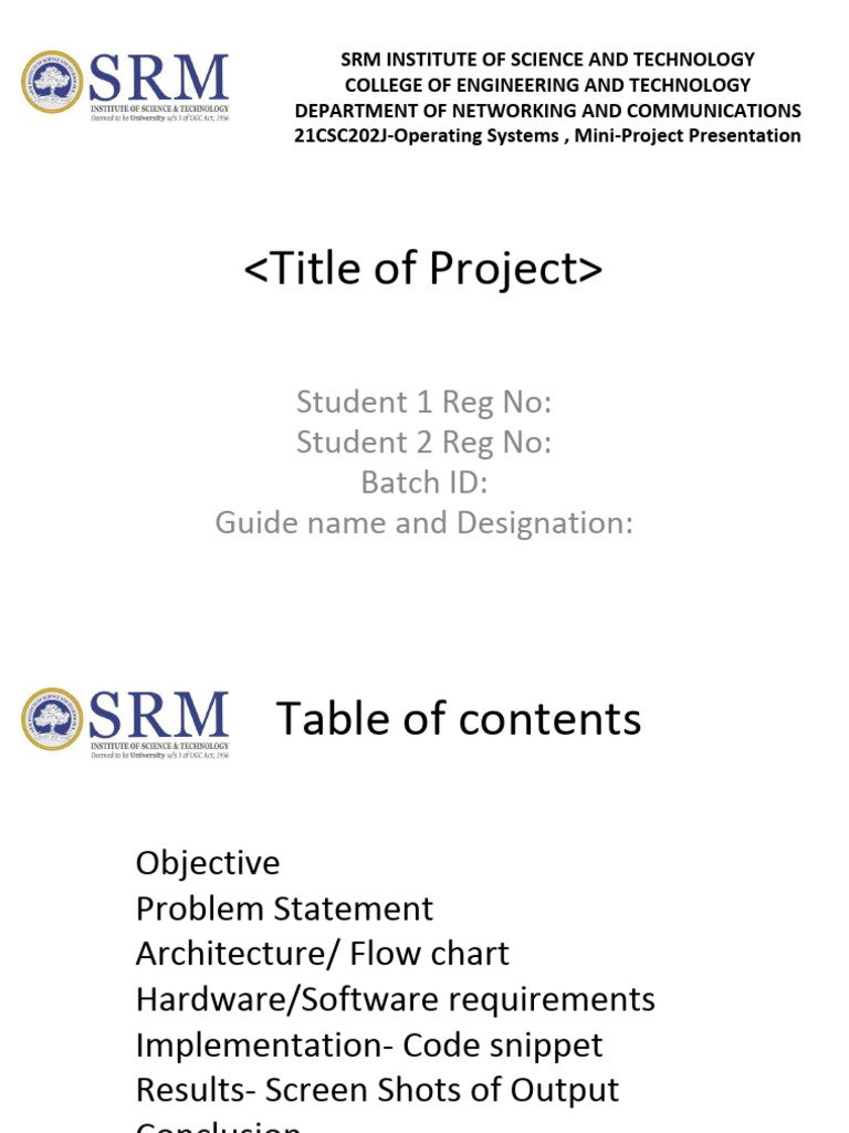 Project PPT Template PDF