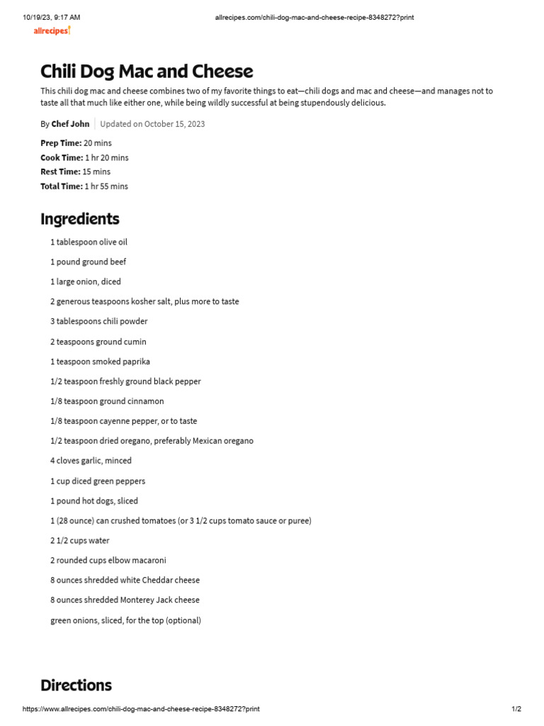 Chili Dog Mac and Cheese PDF
